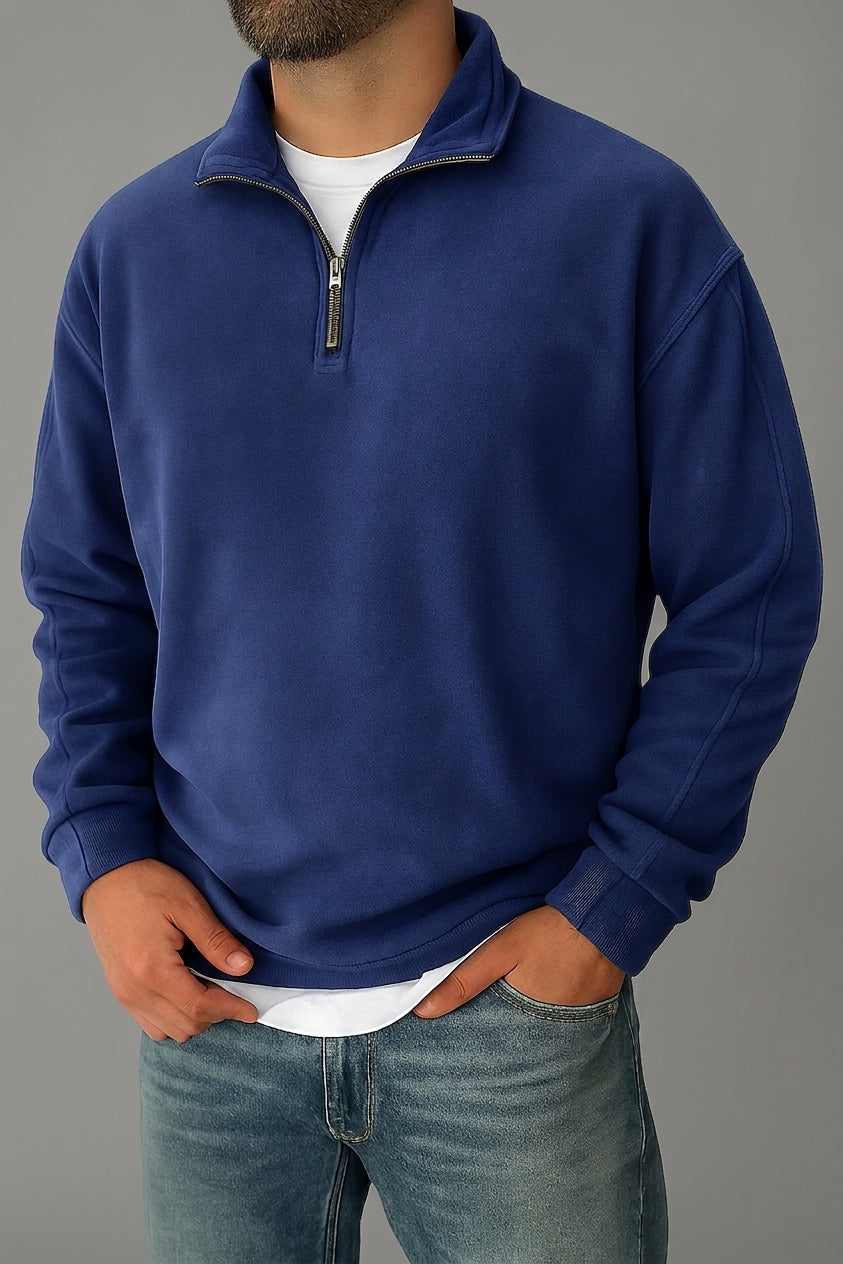 Wool Half Zip Jumper Men – Stand Collar Ribbed