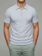 Wool Polo Shirt Men Zippered