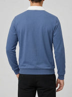 Rugby Shirt Blue – Cotton Contrast Collar
