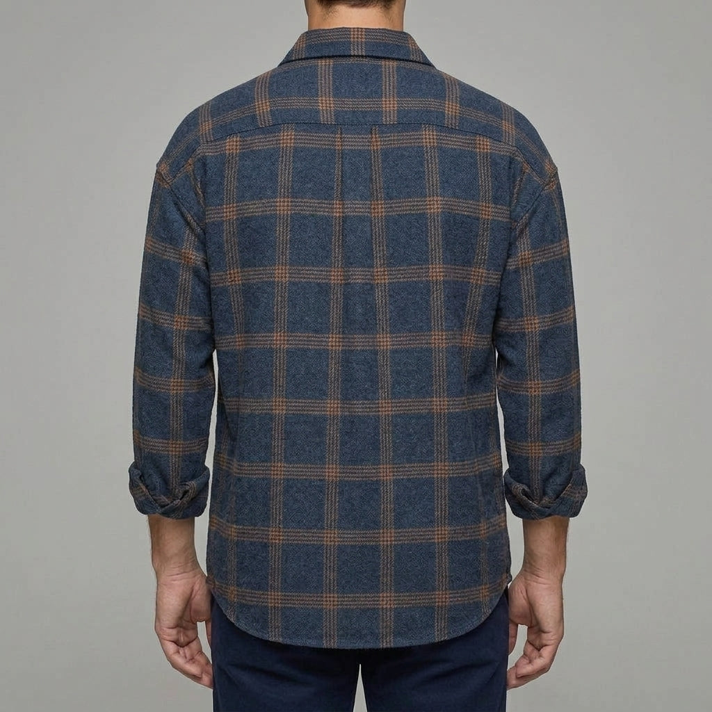 Cotton Plaid Long Sleeve Shirt Men Classic