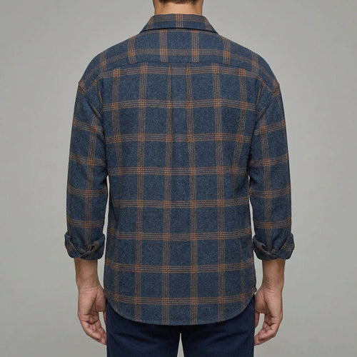 Cotton Plaid Long Sleeve Shirt Men Classic