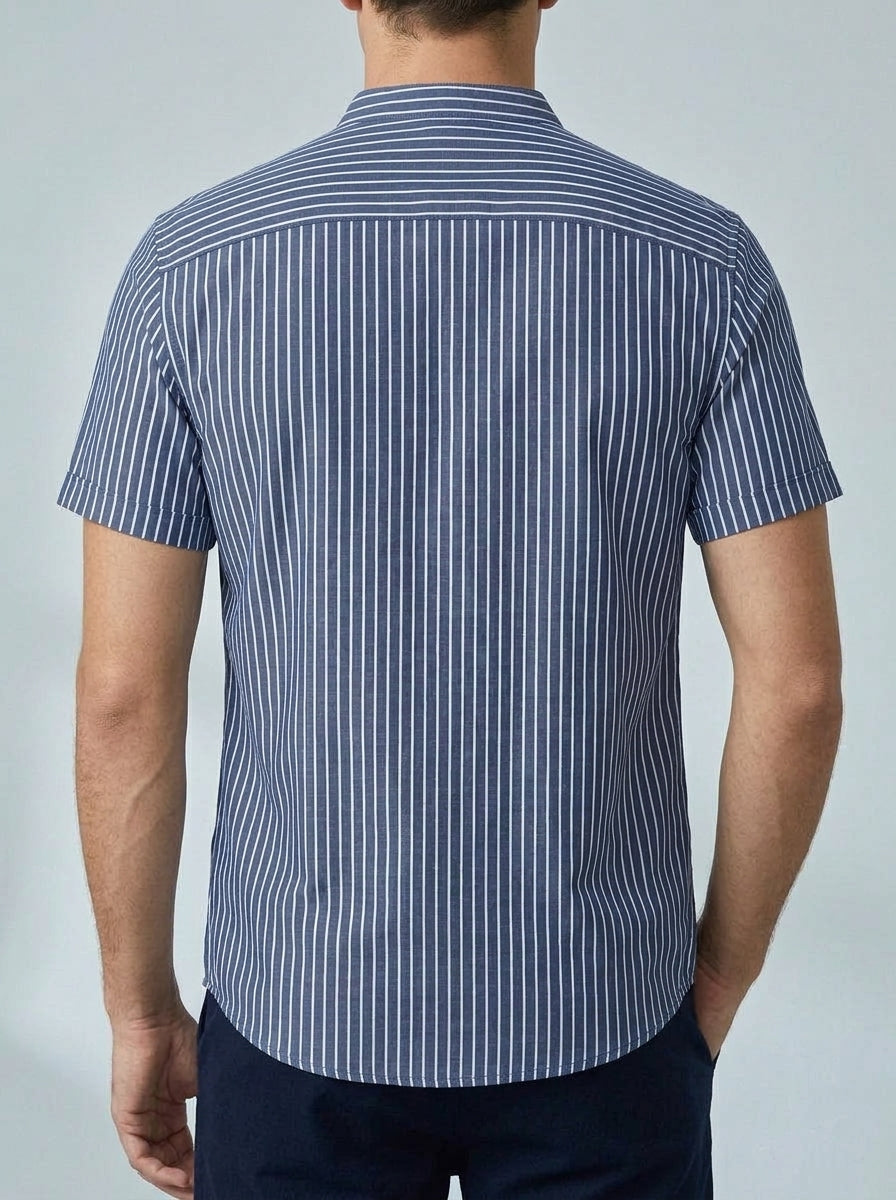 Mandarin Collar Henley Shirt Men
