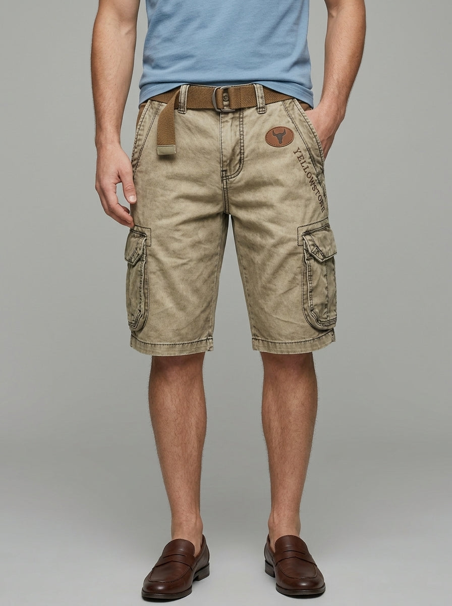 Cotton Chino Shorts Men Cargo Functional Pockets