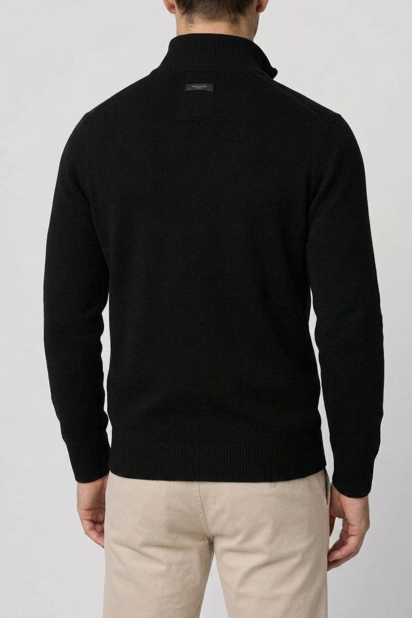 Classic Knit Jumper Men Wool Turtleneck Half Zip
