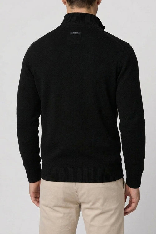 Classic Knit Jumper Men Wool Turtleneck Half Zip