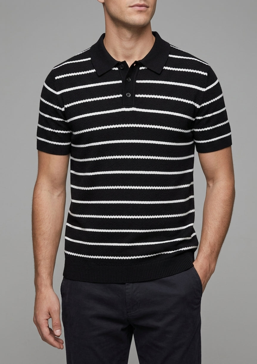 Polo Shirt Cotton Short Sleeve Button Placket Men
