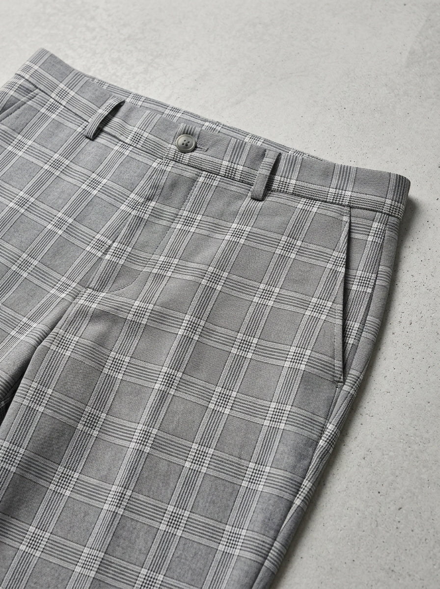 Checked Casual Trousers Men Relaxed Fit