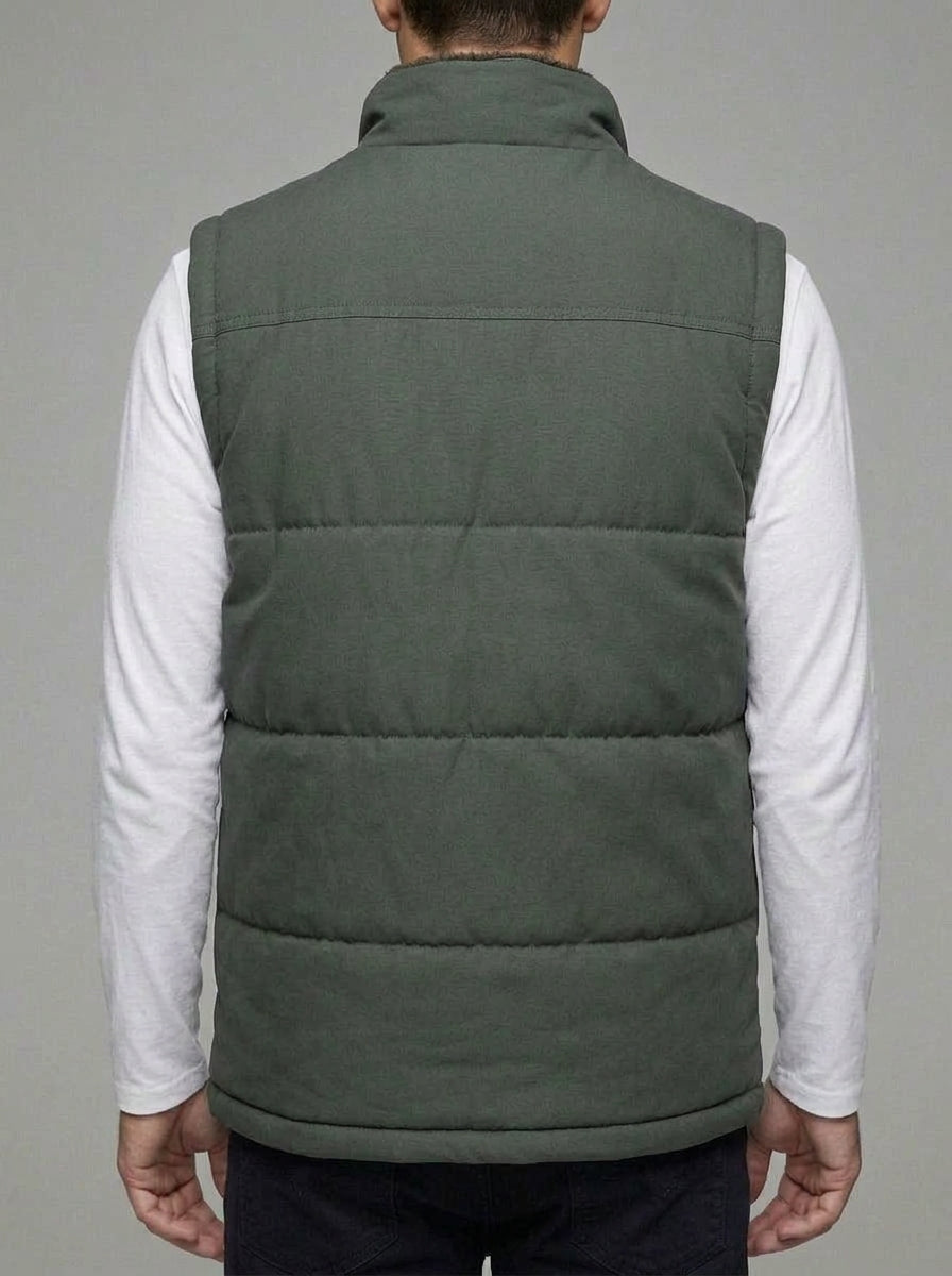 Fleece-Lined V-Neck Gilet Men Lightweight Blue