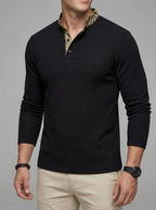 Men's Long Sleeve Polo Shirt – Cotton Contrast Collar