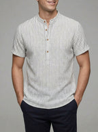 Mandarin Collar Henley Shirt Men