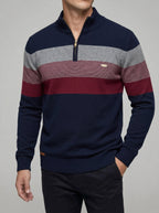 Wool Striped Quarter Zip Sweater Men