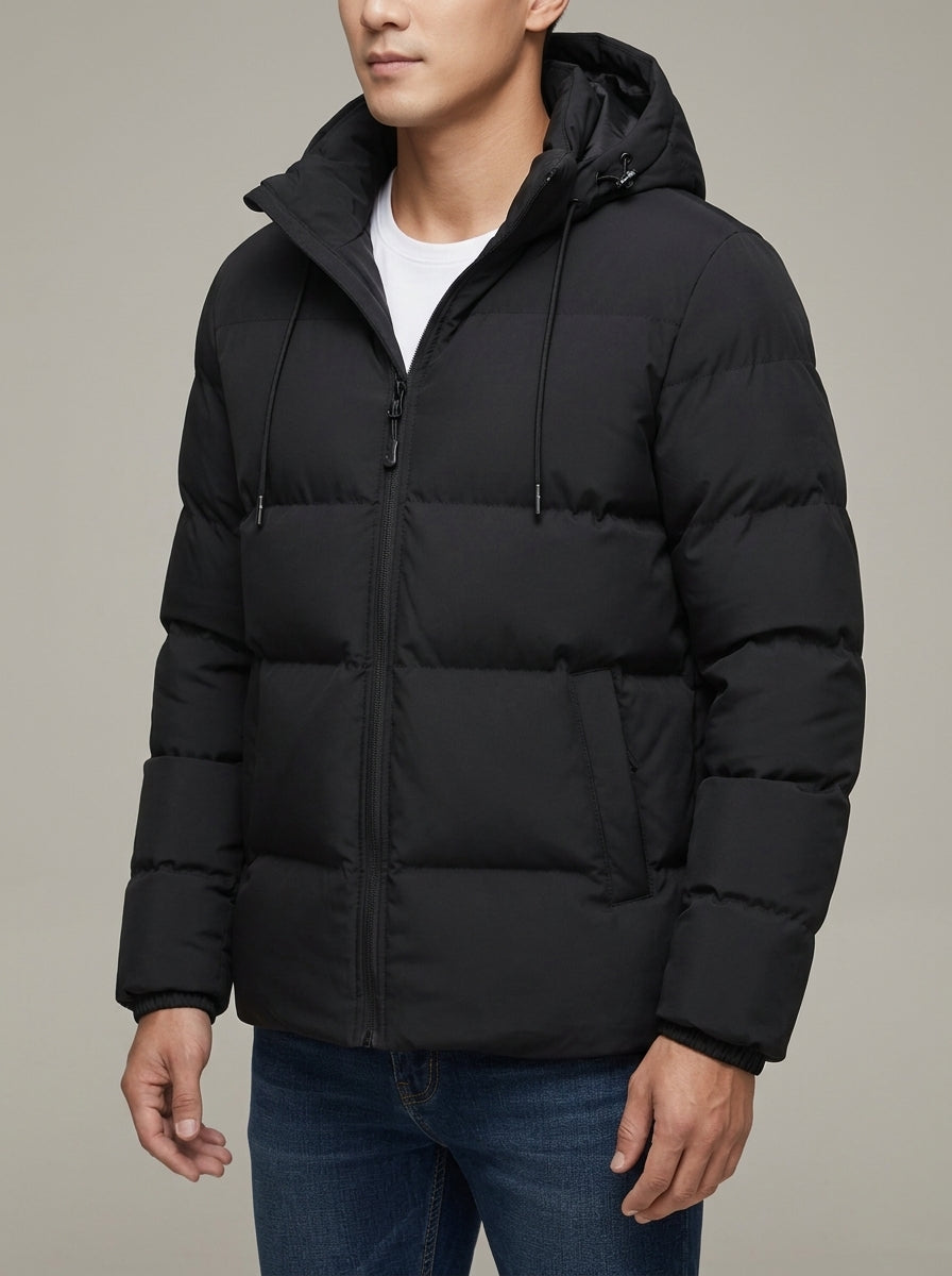 Mens Waterproof Puffer Parka – Hooded Wool