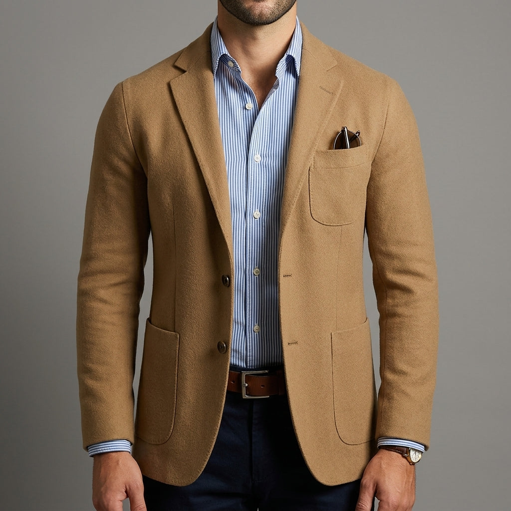 Oliver Wool Casual Blazer Men Notched Lapel