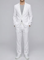 Classic 2-Piece Suit Men Relaxed Fit Notch Lapel Patch Pockets