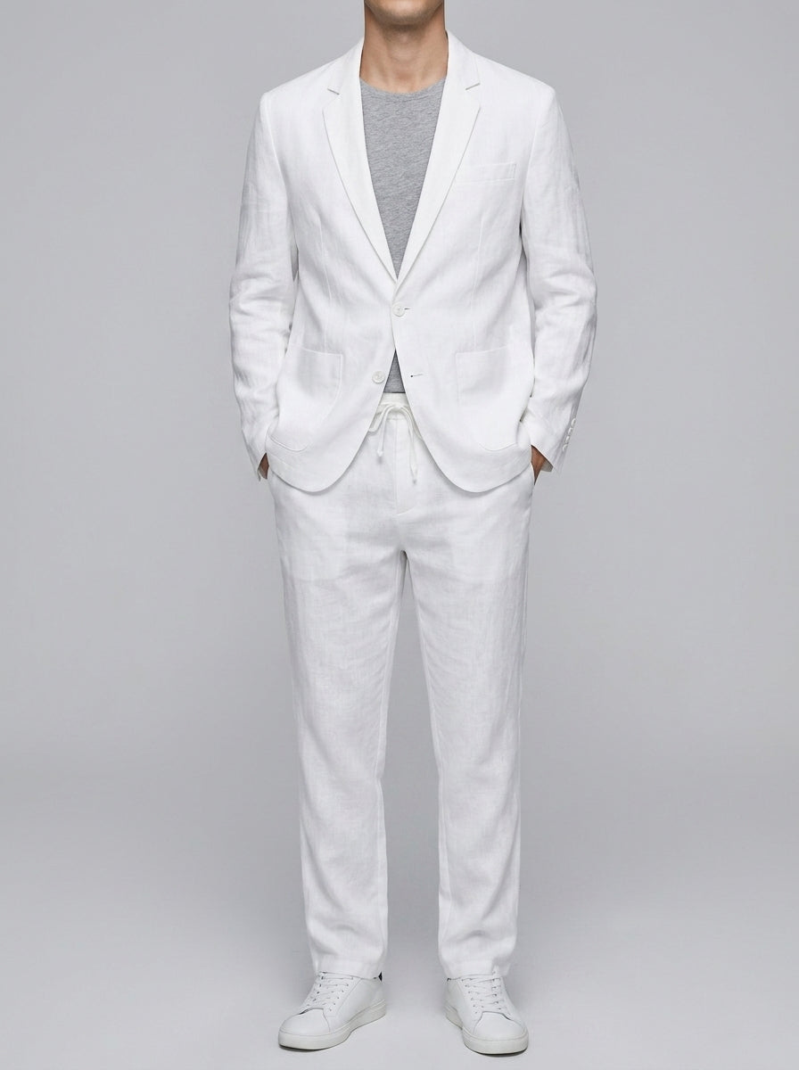 Classic 2-Piece Suit Men Relaxed Fit Notch Lapel Patch Pockets
