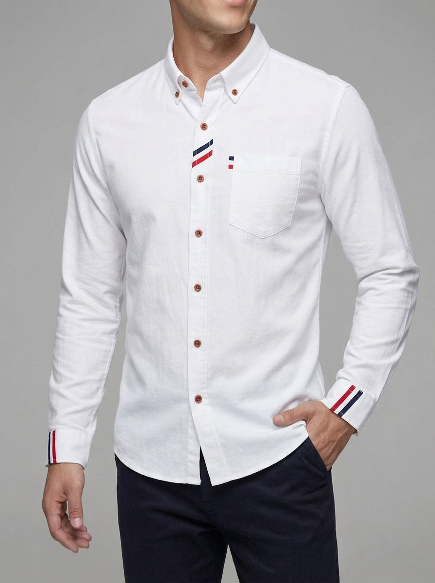 Cotton Long Sleeve Button Down Shirt Men