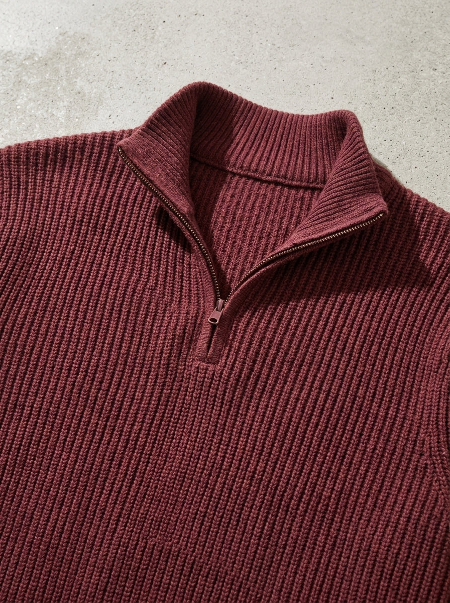 Ribbed Half Zip Jumper Men – Wool