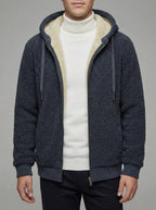 Fleece Zip Hoodie Men Lined Hood