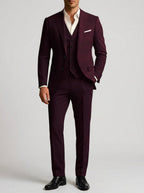 Wool Slim-Fit Elegant 3-Piece Wedding Suit Men