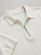 Wool Polo Shirt Men Zippered