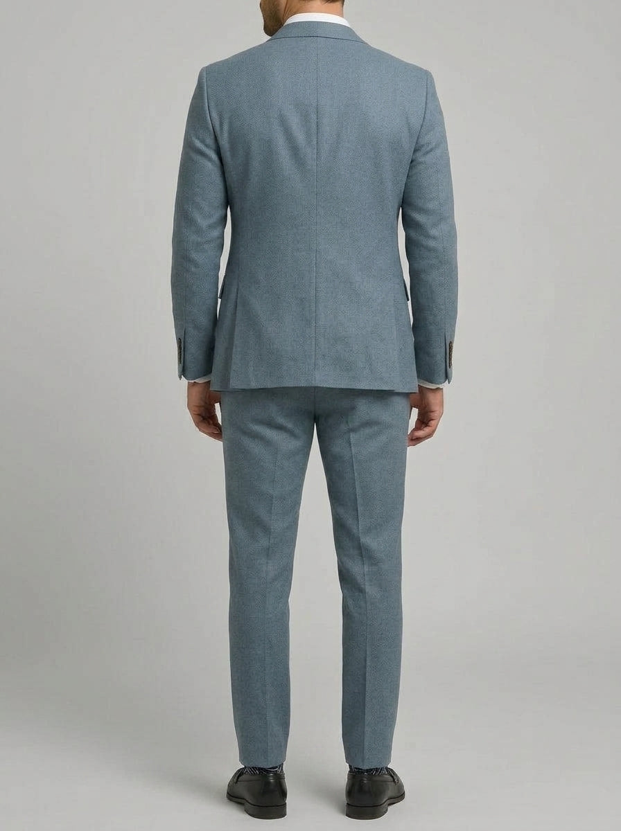 Linen Elegant 3-Piece Wedding Suit Men Slim-Fit Blazer Pants Summer Formal