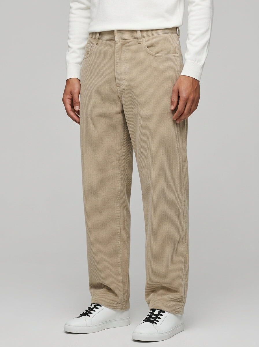Corduroy Trousers Men Straight Leg