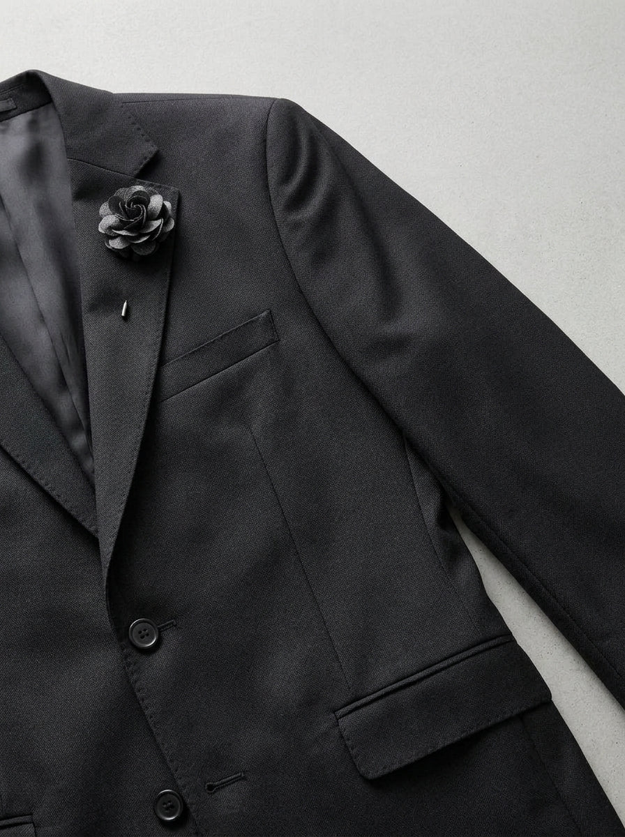 Wool Slim-Fit Elegant 3-Piece Wedding Suit Men