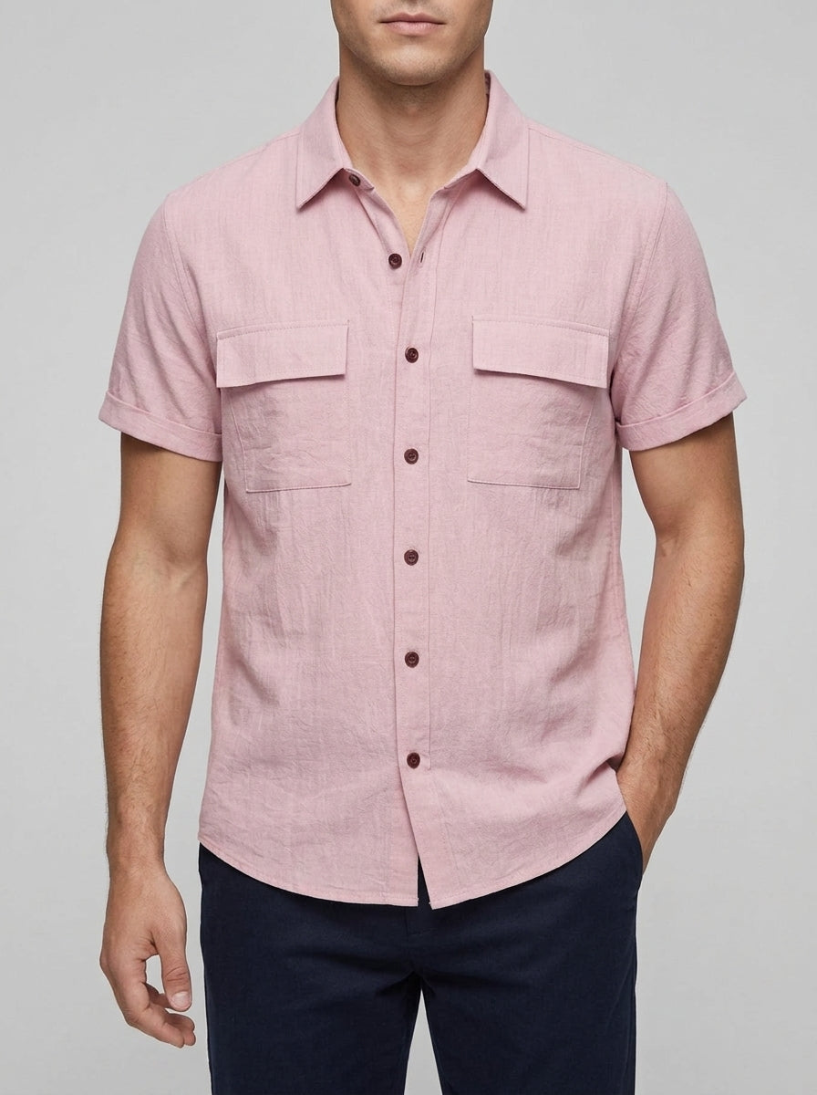 Cotton Linen Blend Shirt Men – Summer