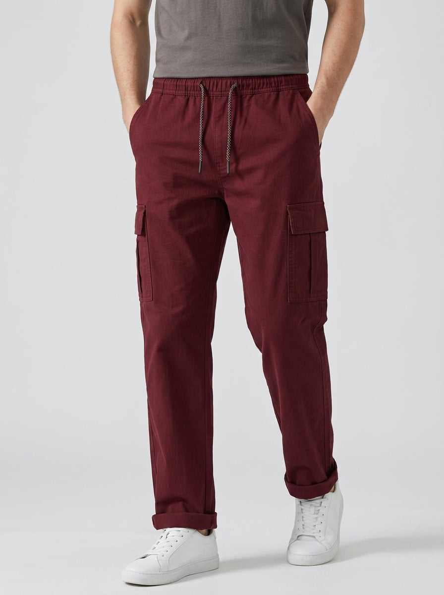 Cotton Cargo Trousers Men Stretch
