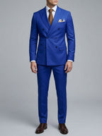 Wool Slim-Fit Double-Breasted Suit Men