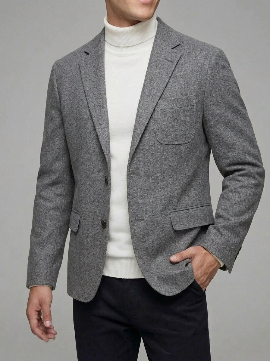 Oliver Wool Casual Blazer Men Notched Lapel