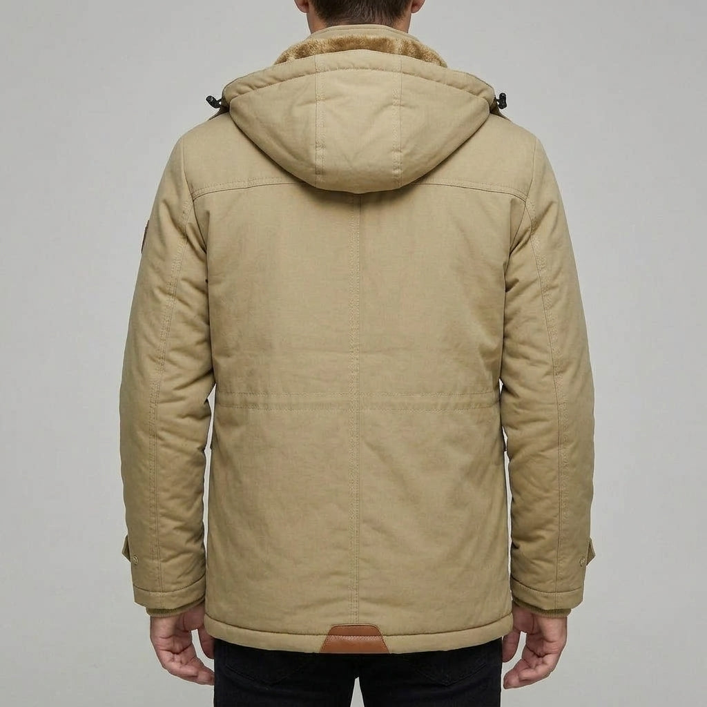 Fleece-Lined Parka Men Wool Outdoor Winter Jacket