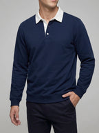 Rugby Shirt Blue – Cotton Contrast Collar