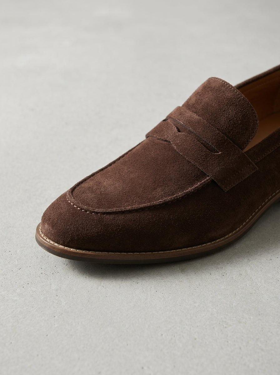 Mens Brown Leather Penny Loafers