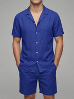 Linen Short Sleeve Set Men Summer