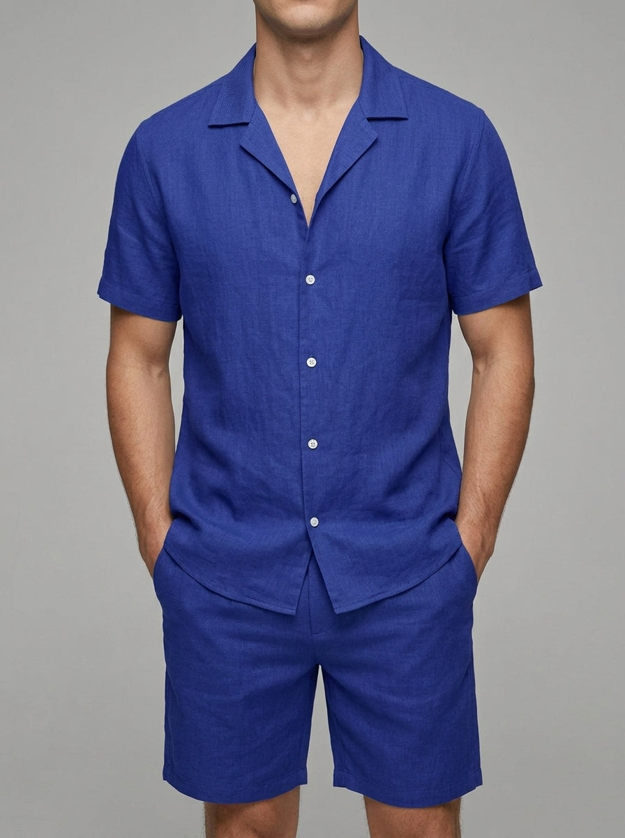 Linen Short Sleeve Set Men Summer