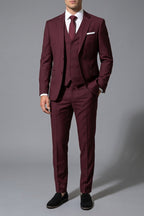 Slim-Fit 3-Piece Suit Men Wedding Wool