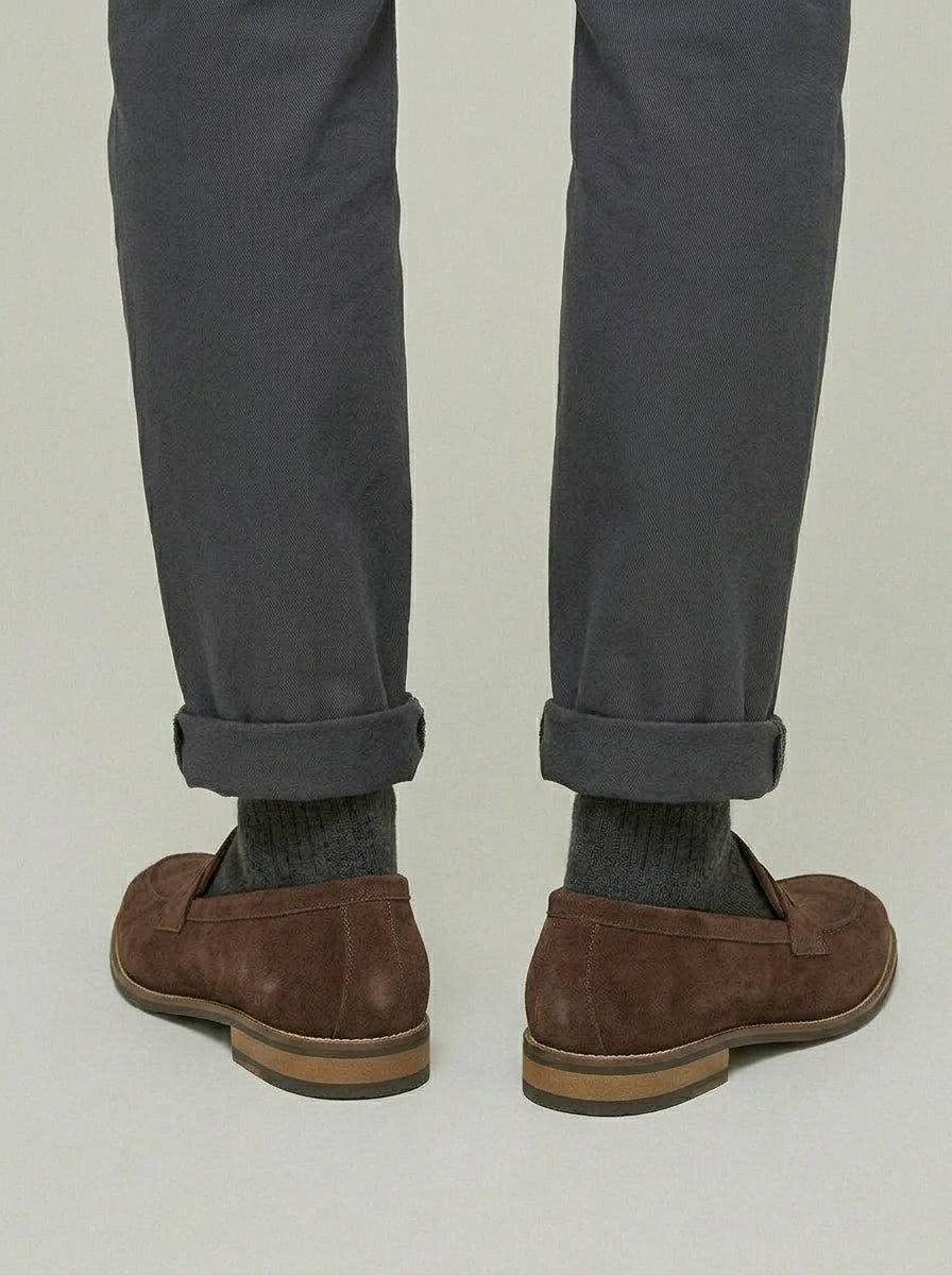 Mens Brown Leather Penny Loafers