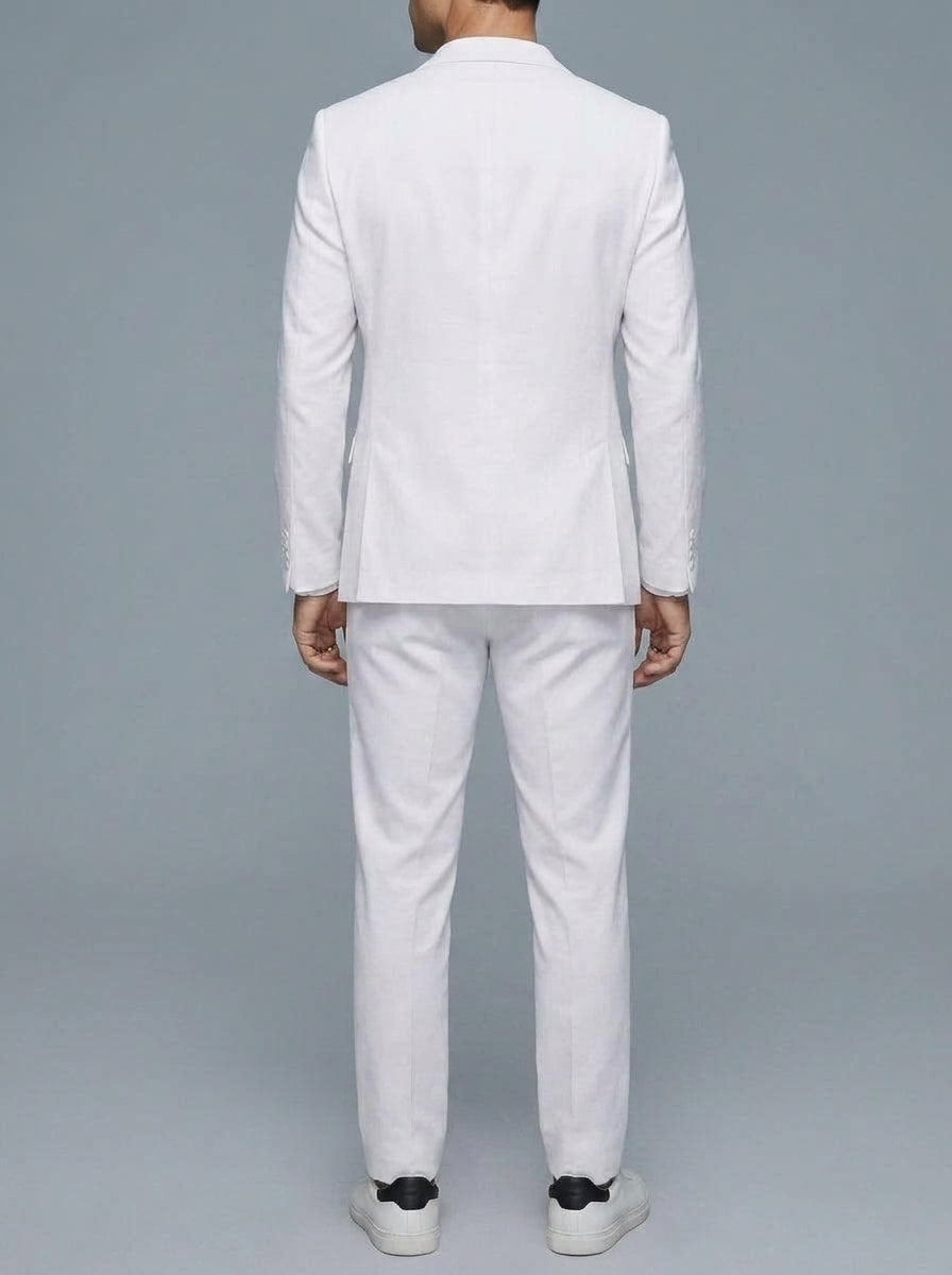 Cotton Blend Double-Breasted Suit Men
