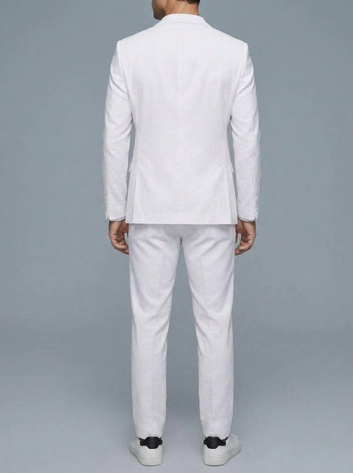 Cotton Blend Double-Breasted Suit Men