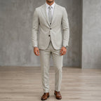 Slim-Fit 3-Piece Suit Notch Lapel Men Wool