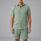 Linen Shirt & Shorts Set Men Summer