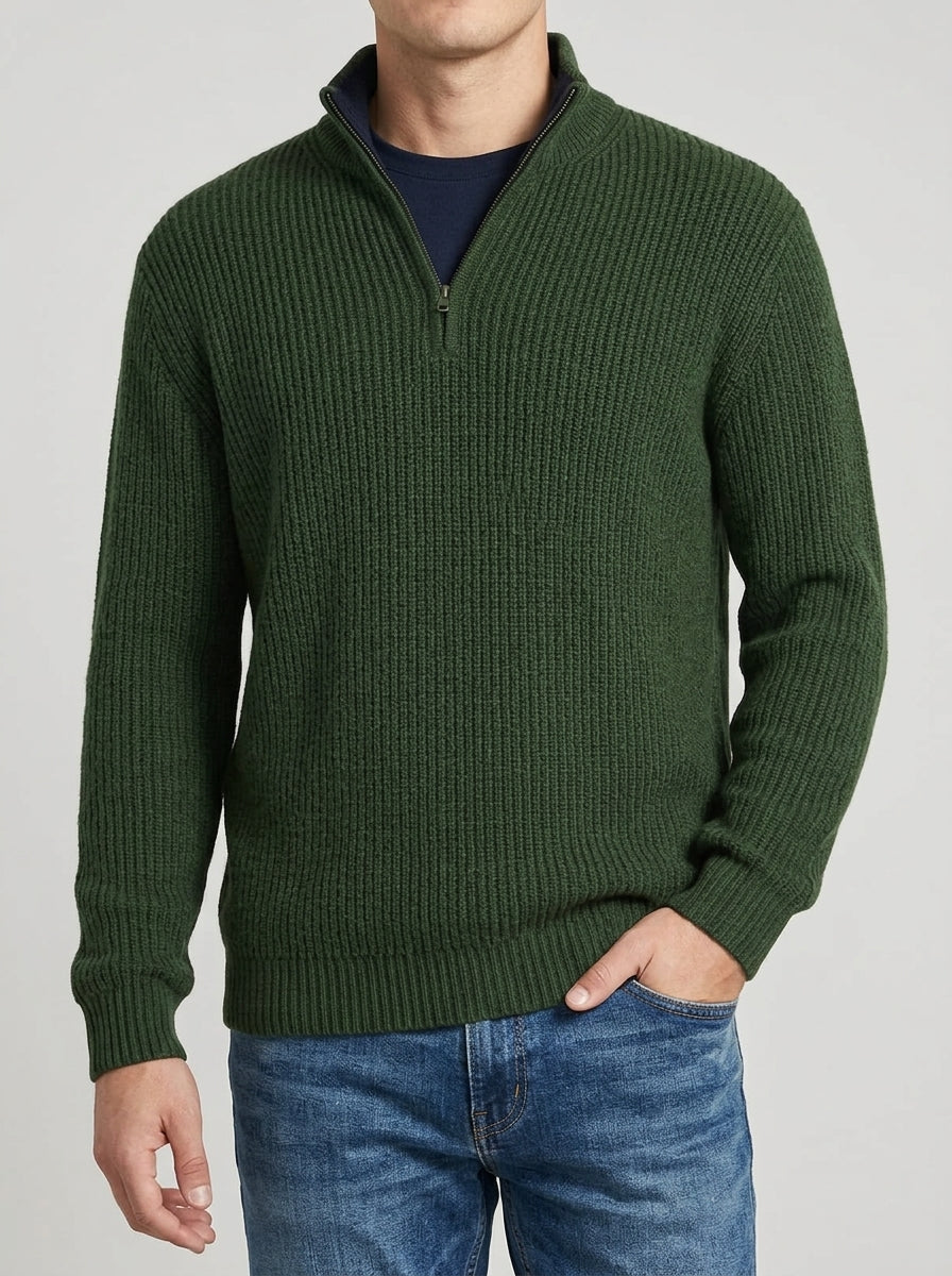 Ribbed Half Zip Jumper Men – Wool