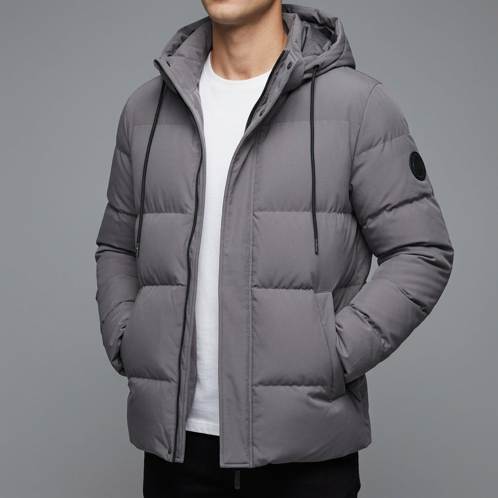 Mens Waterproof Puffer Parka – Hooded Wool