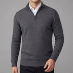 Wool Ribbed Quarter Zip Sweater Men