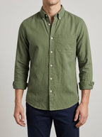 Cotton Button-Down Shirt Men Casual