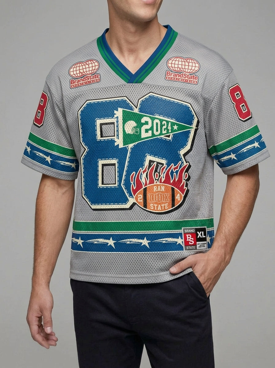 Mesh Football Jersey Men V-Neck Retro