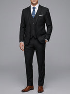 Elegant 3-Piece Wedding Suit Men Wool Slim-Fit