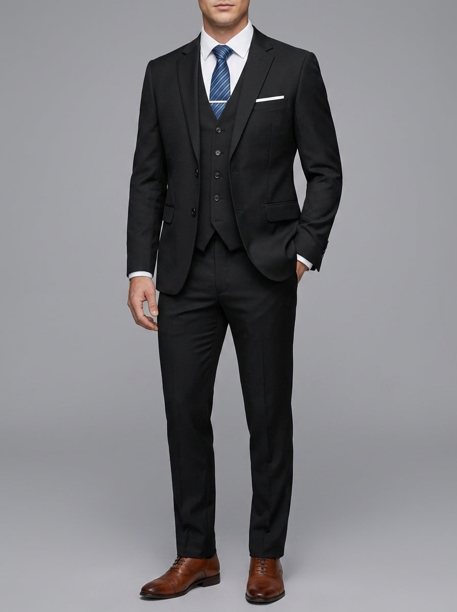 Elegant 3-Piece Wedding Suit Men Wool Slim-Fit