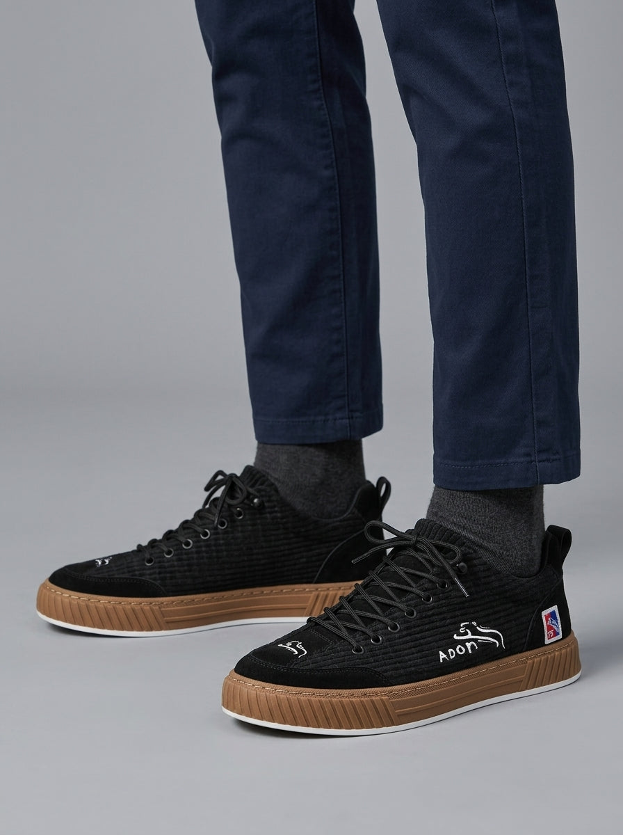 Leather Lace-Up Flatform Trainers Men